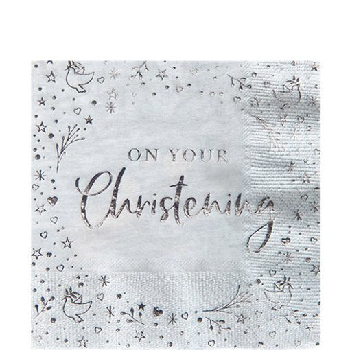 Picture of ON YOUR CHRISTENING BLUE NAPKINS 33CM 16PCS/PCK